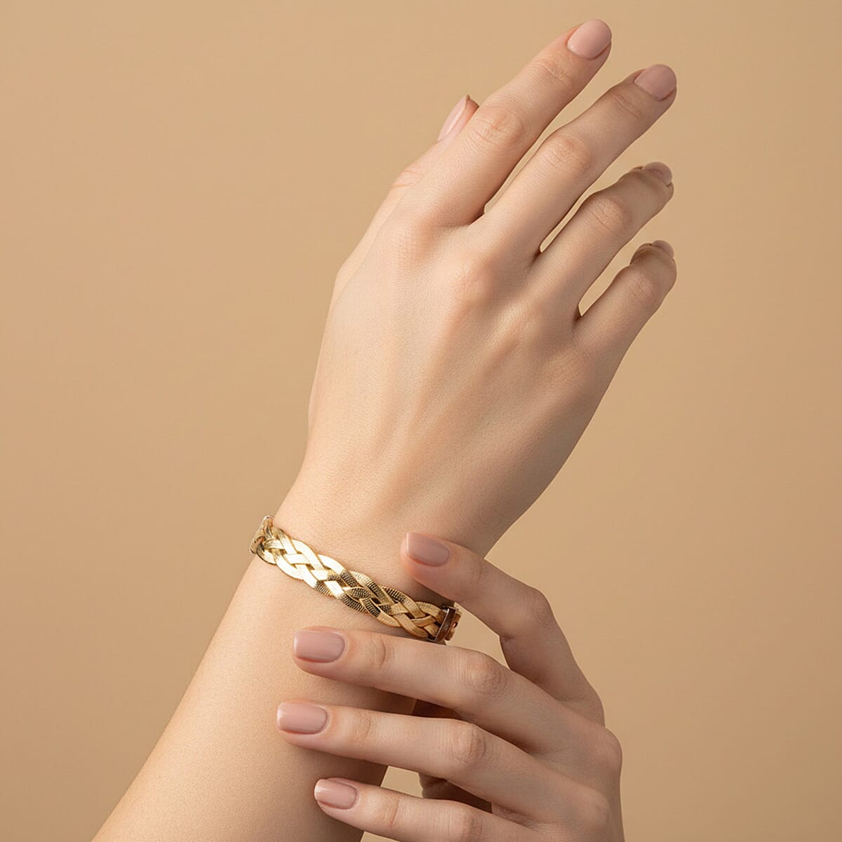 Sterling Silver Bracelet (Size - 7.5) in Two Tone Plated