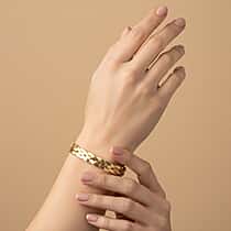 Sterling Silver 10.4MM Braided Bracelet with Lobster Clasp in Two Tone Plating 7.5 Inch