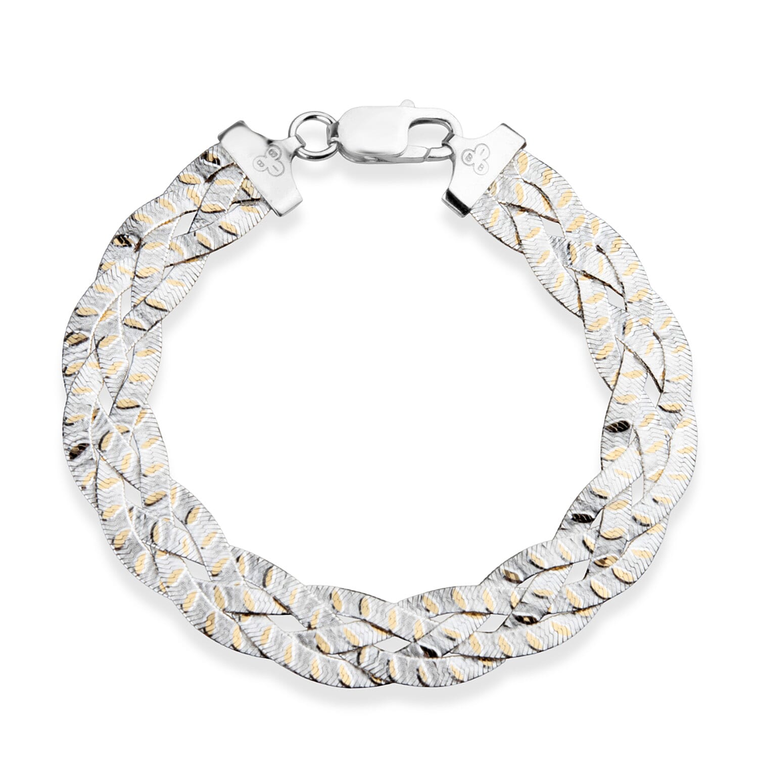 Sterling Silver Bracelet (Size - 7.5) in Two Tone Plated