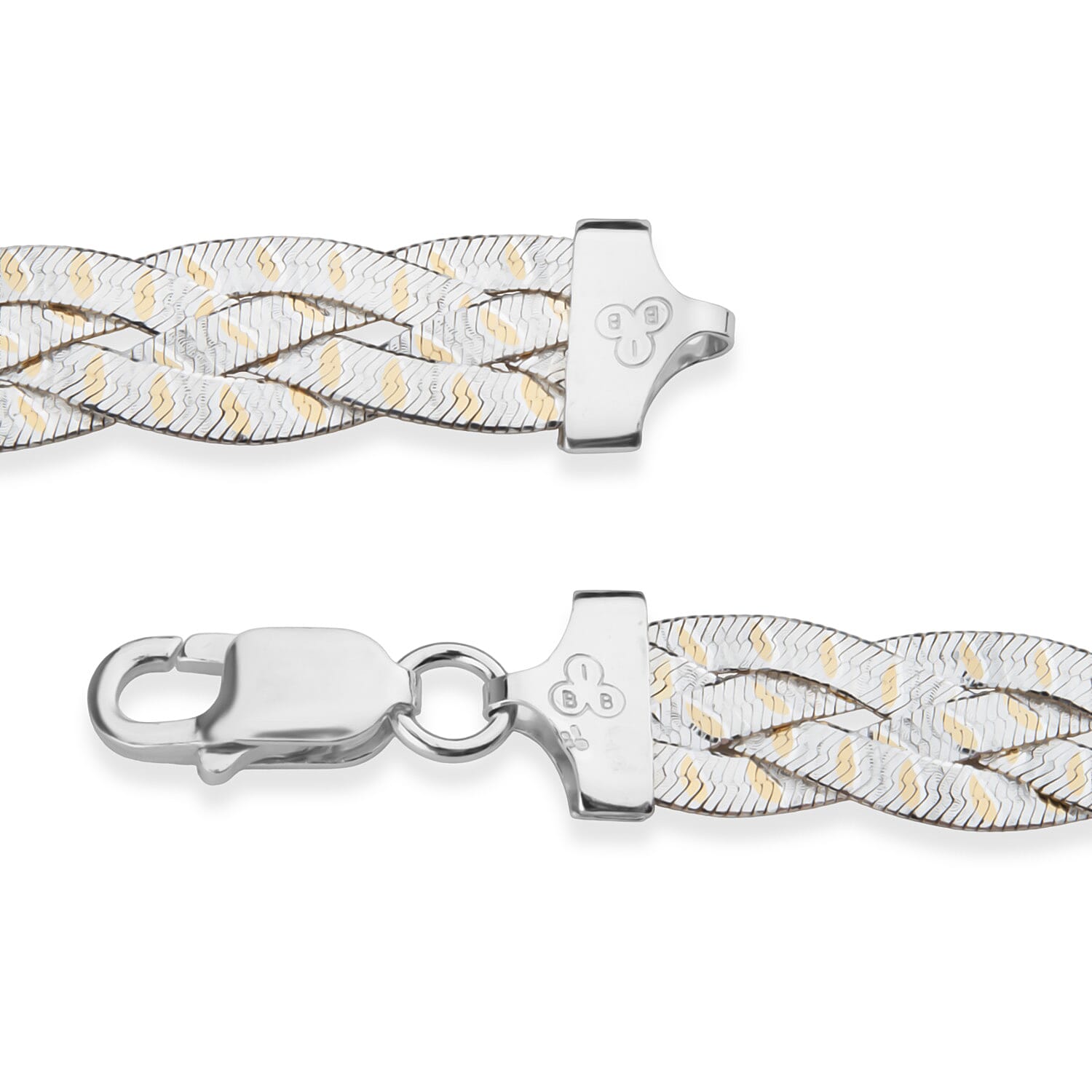 Sterling Silver Bracelet (Size - 7.5) in Two Tone Plated