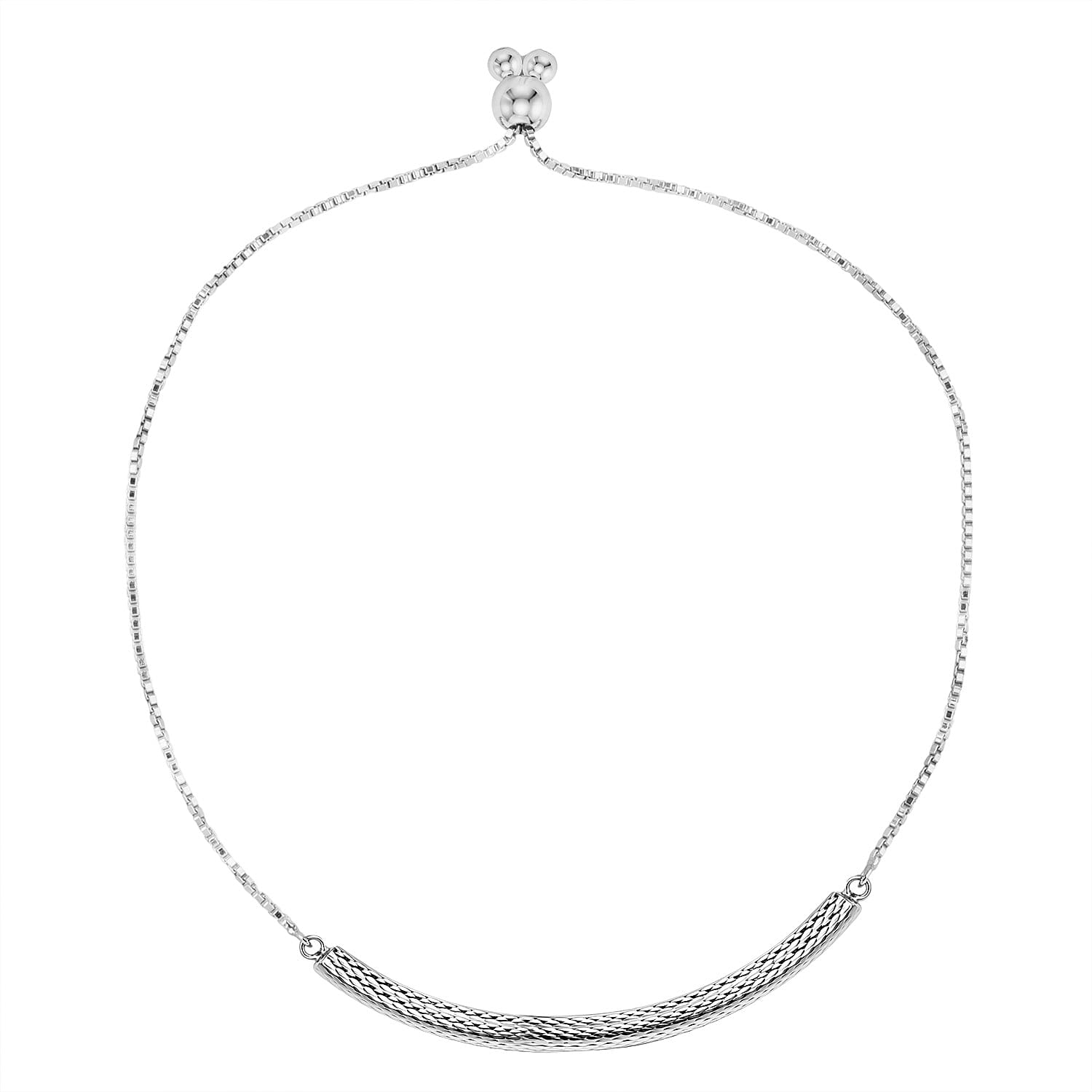 Rhodium Overlay Sterling Silver Adjustable Bracelet.Silver WT 2.85 Gms