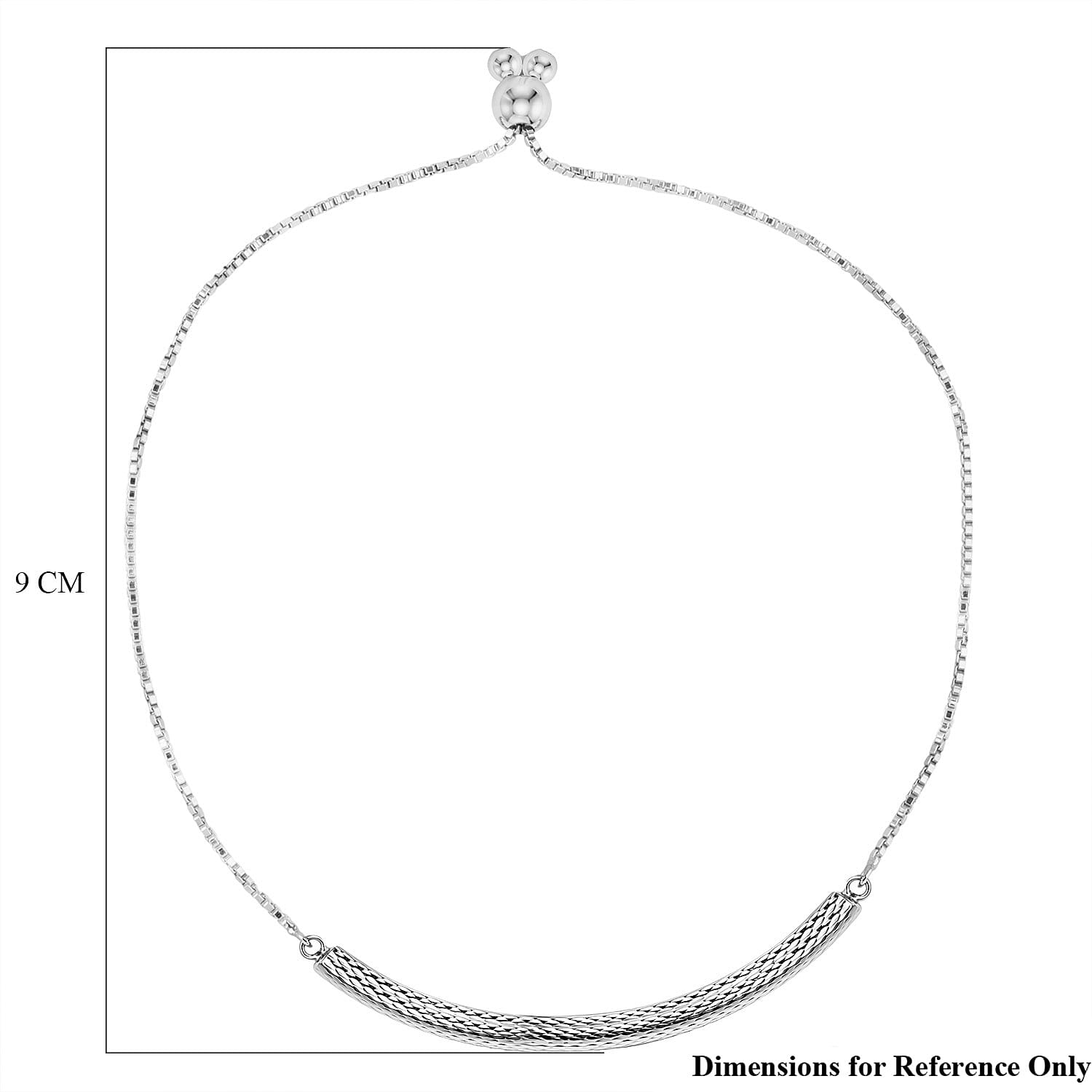 Rhodium Overlay Sterling Silver Adjustable Bracelet.Silver WT 2.85 Gms