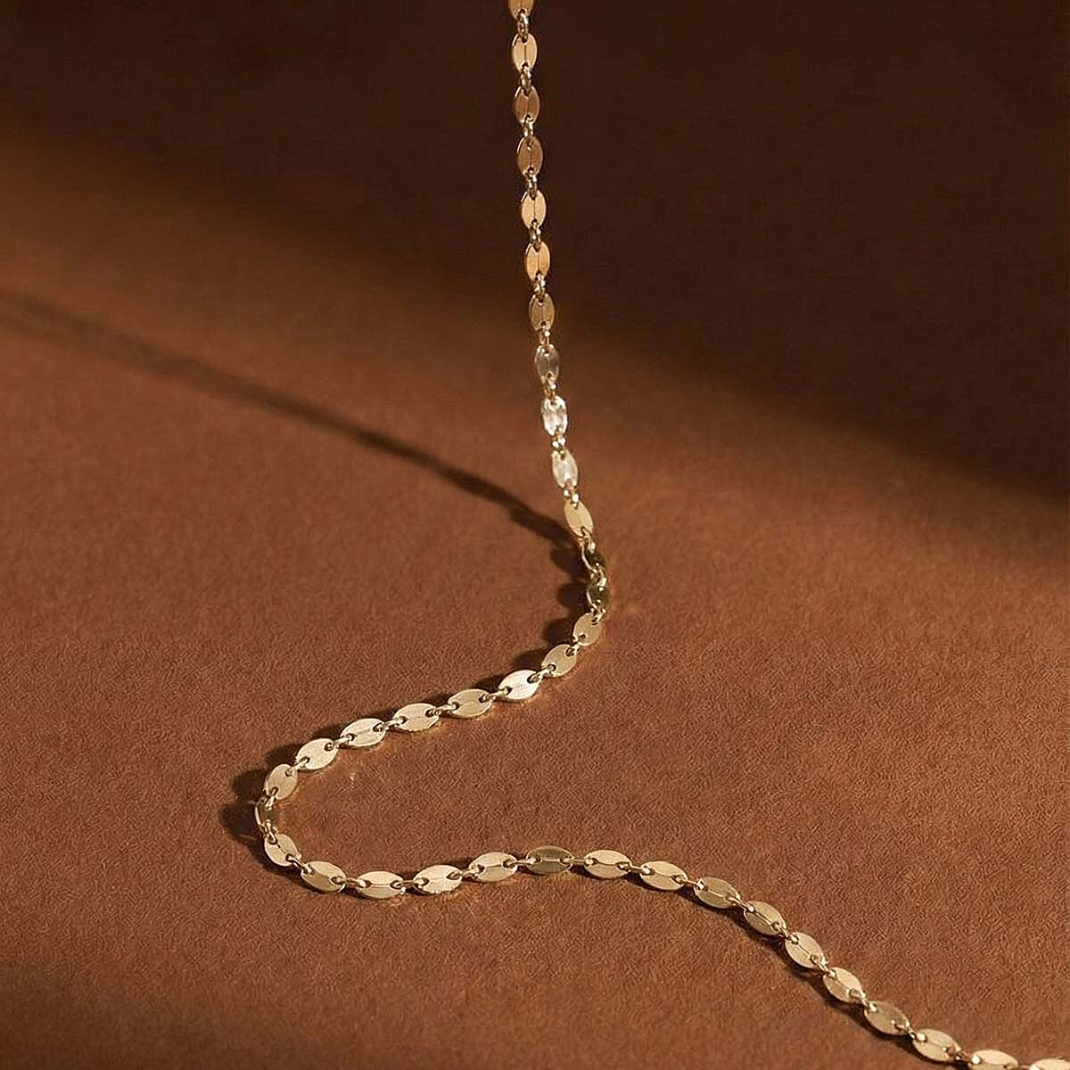 9K Yellow Gold Sparkle Forzatina Necklace (Size - 18) with Spring Ring Clasp