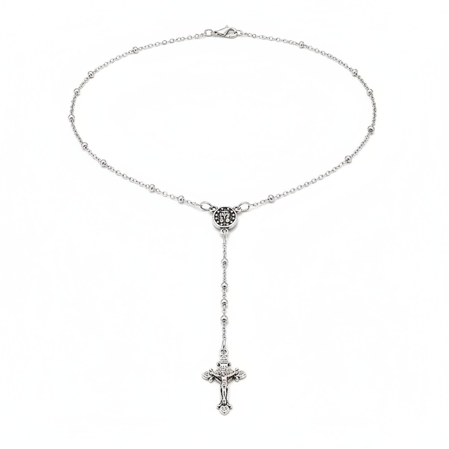 One Time Deal - Sterling Silver  Rosary Necklace (Size - 26)