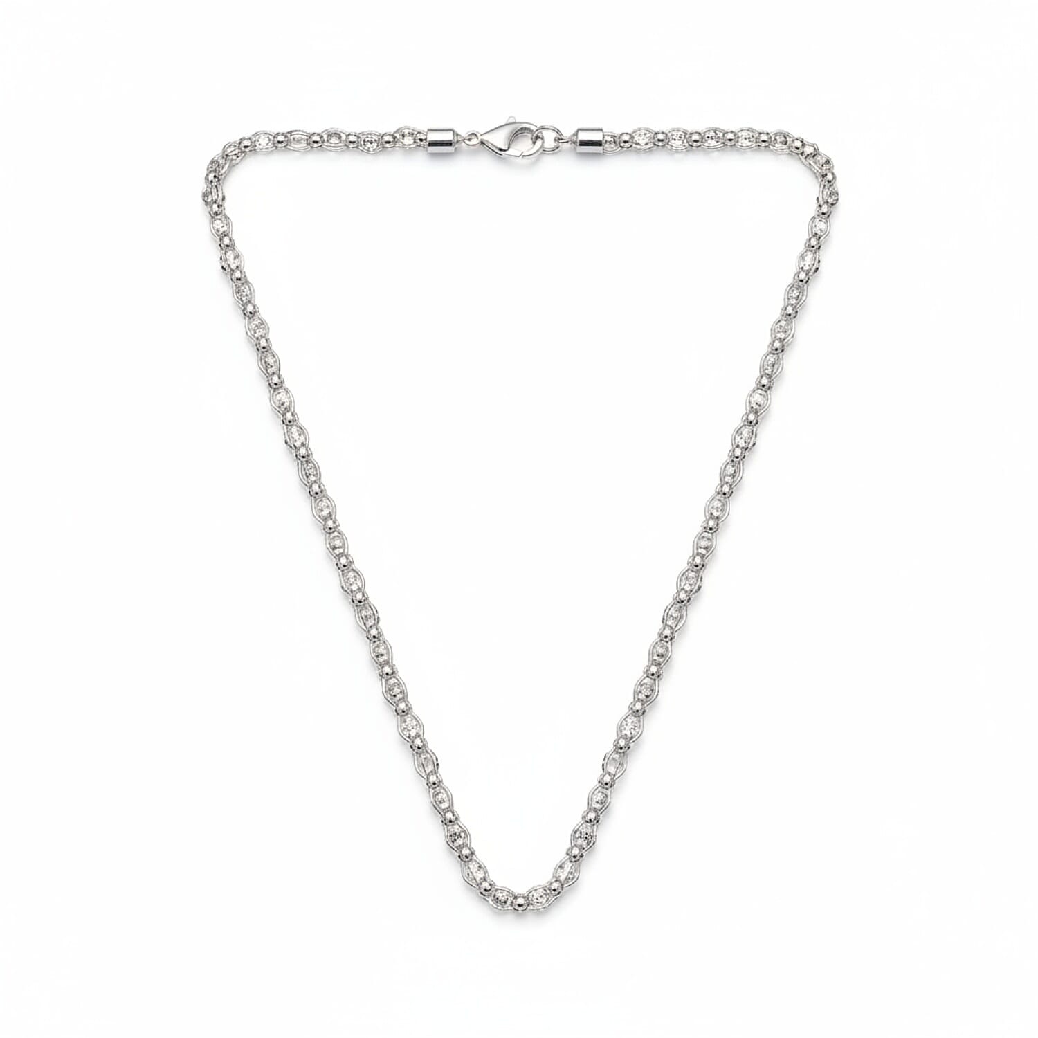 The Silver Marquise Cascade Necklace (Size - 18) in Rhodium Overlay Sterling Silver