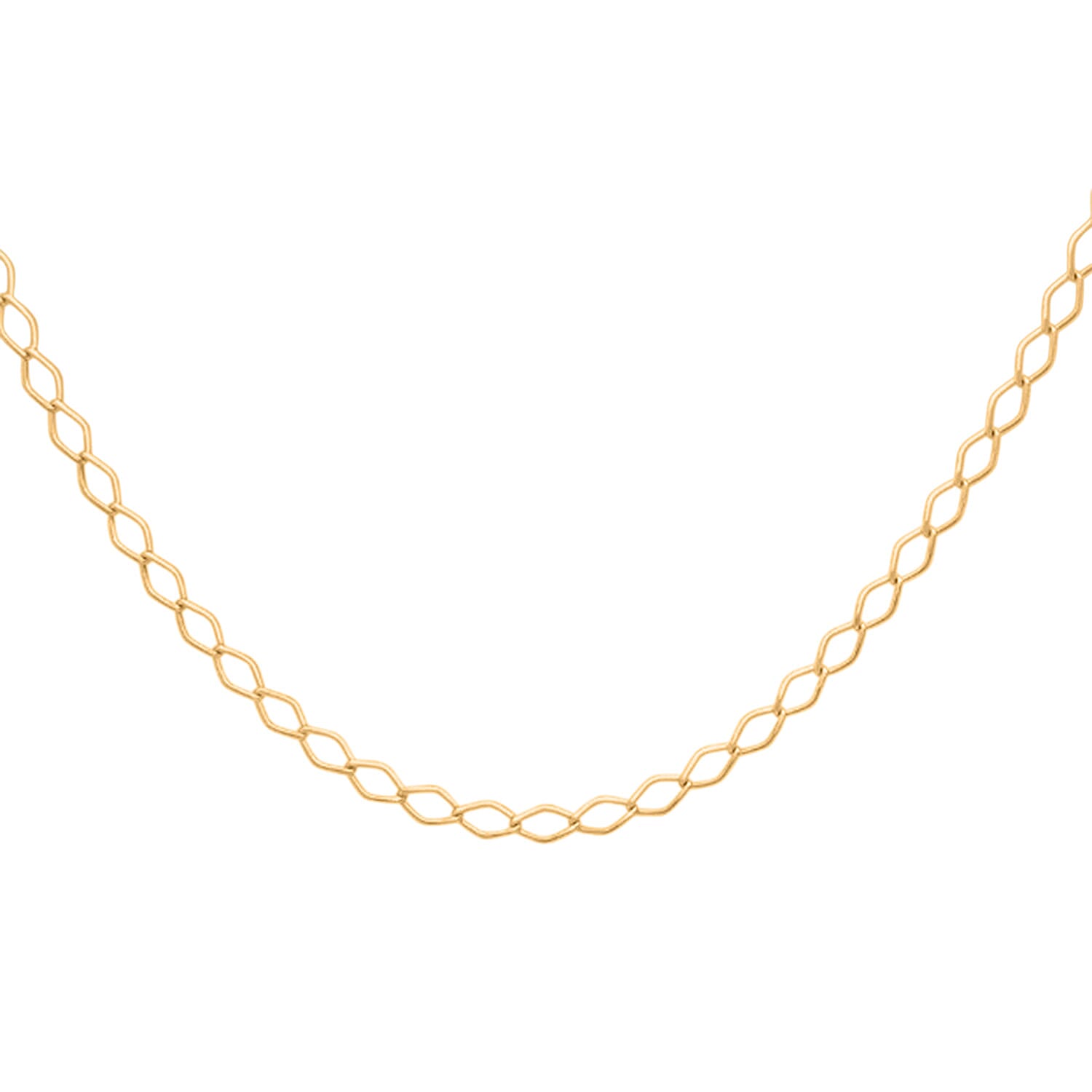 Italian Made 9K Yellow Gold Rhombus Necklace (Size - 18) with Spring Ring Clasp