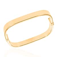 Hatton Garden Close Out Deal - Sterling Silver Hollow Square Bangle with Gold Plating 7 Inch