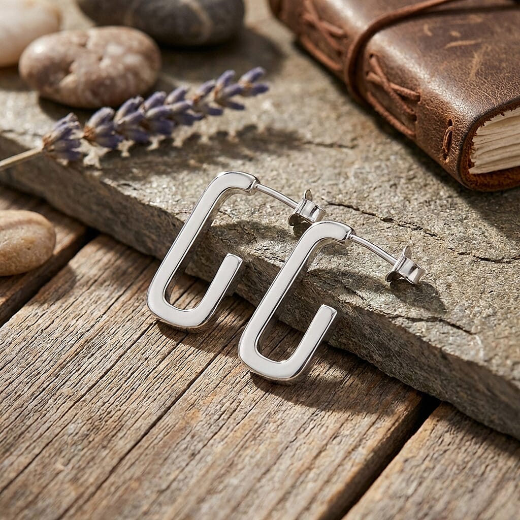 Designer Inspired - Sterling Silver J Hoop Earring