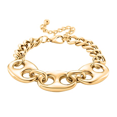 Designer Closeout - Nautical Link Bracelet (Size - 8-2 Inch Ext) in Gold Colour Plating