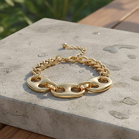 Designer Closeout - Nautical Link Bracelet (Size - 8-2 Inch Ext) in Gold Colour Plating