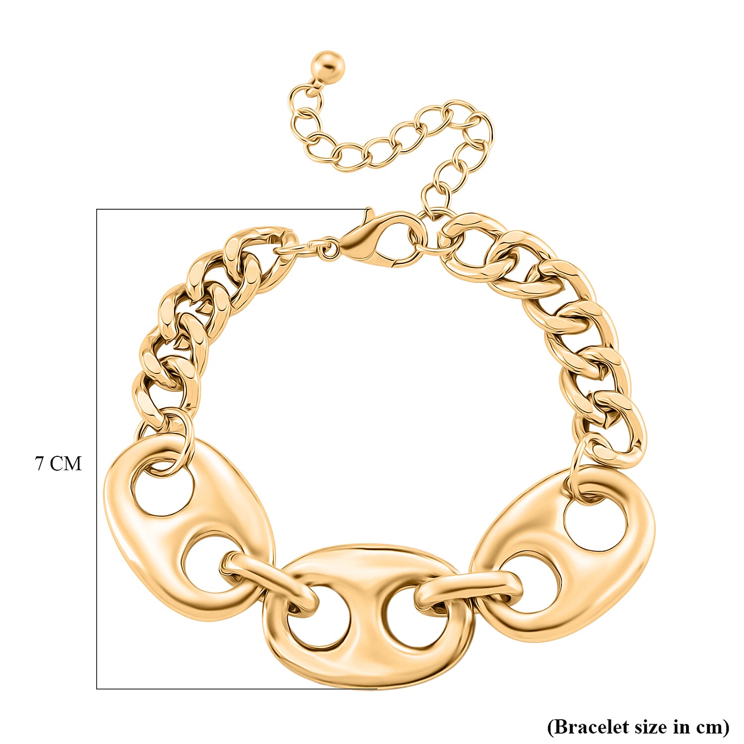 Designer Closeout - Nautical Link Bracelet (Size - 8-2 Inch Ext) in Gold Colour Plating