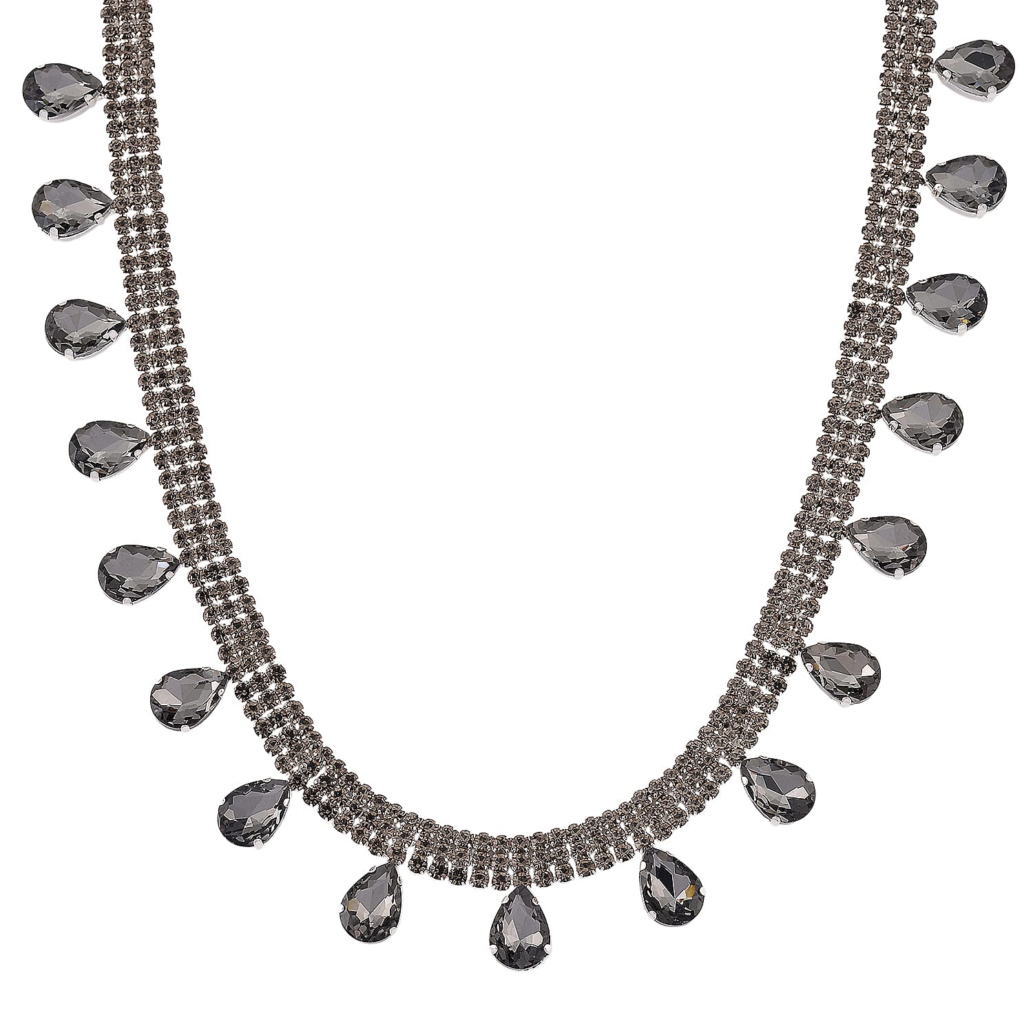 Grey Crystal Necklace (Size - 16-3)