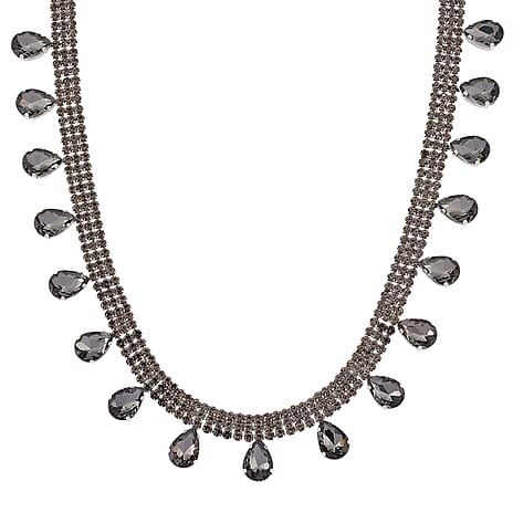 Grey Crystal Necklace (Size - 16-3)