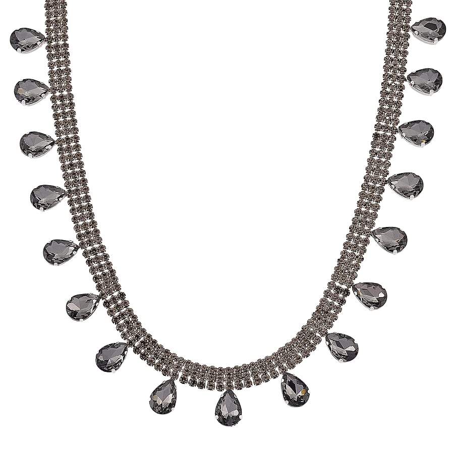 Grey Crystal Necklace (Size - 16-3)