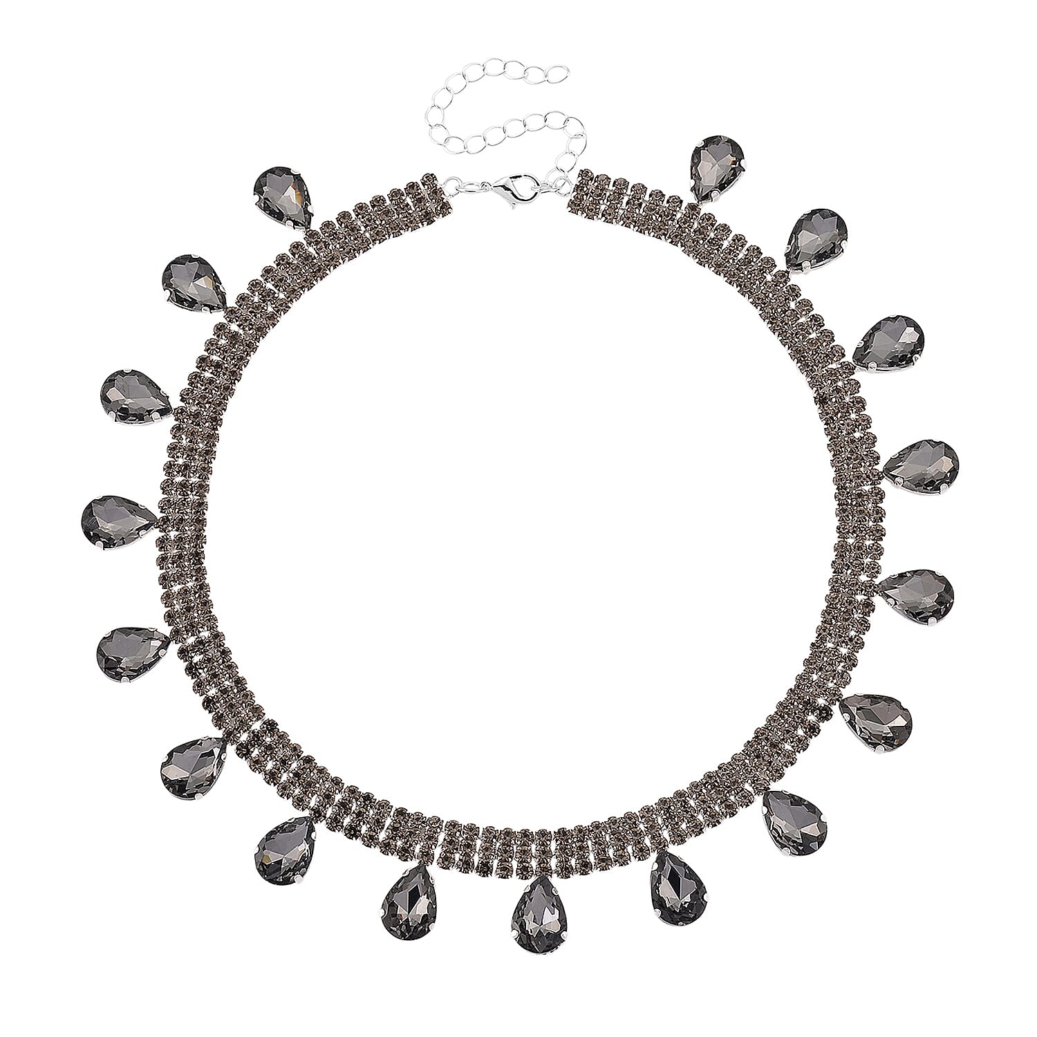 Grey Crystal Necklace (Size - 16-3)