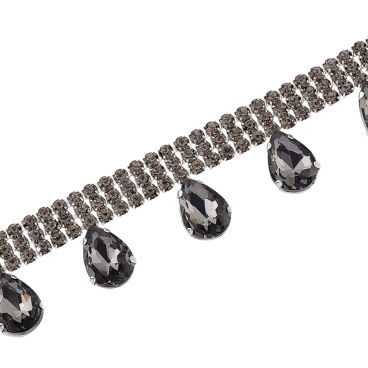 Grey Crystal Necklace (Size - 16-3)