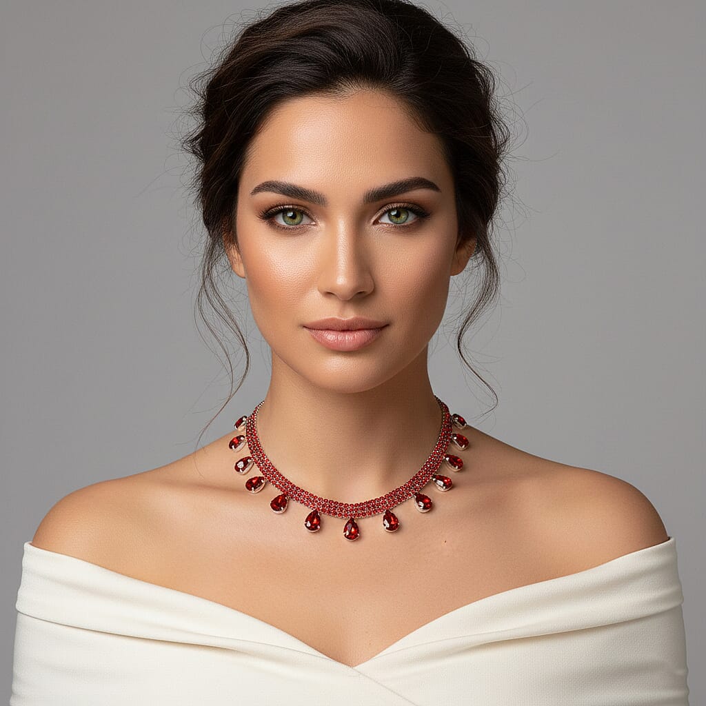 Red Crystal Necklace (Size - 16-3)