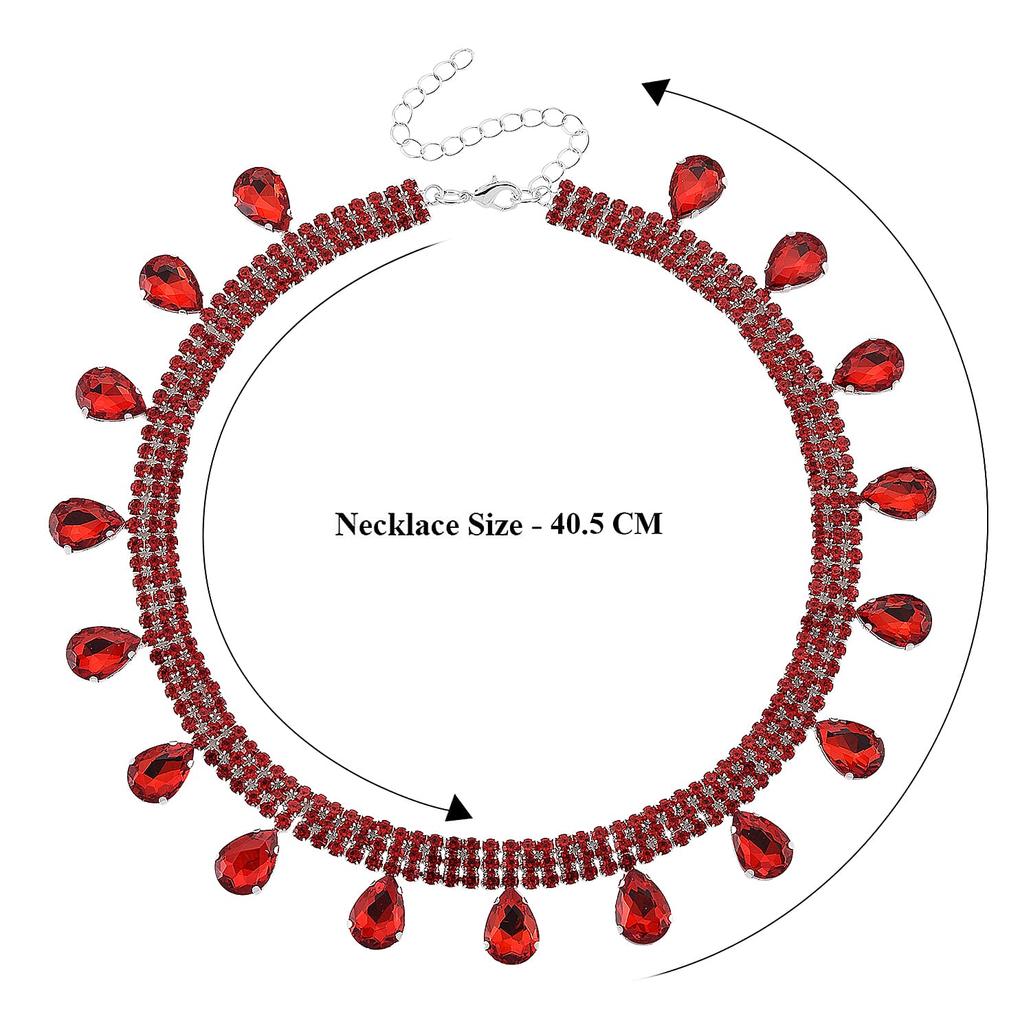 Red Crystal Necklace (Size - 16-3)