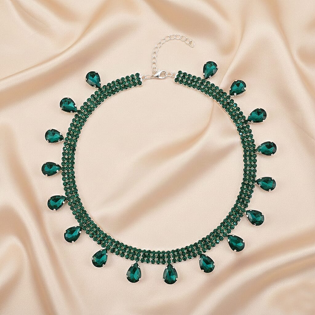 Green Crystal Necklace (Size - 16-3)
