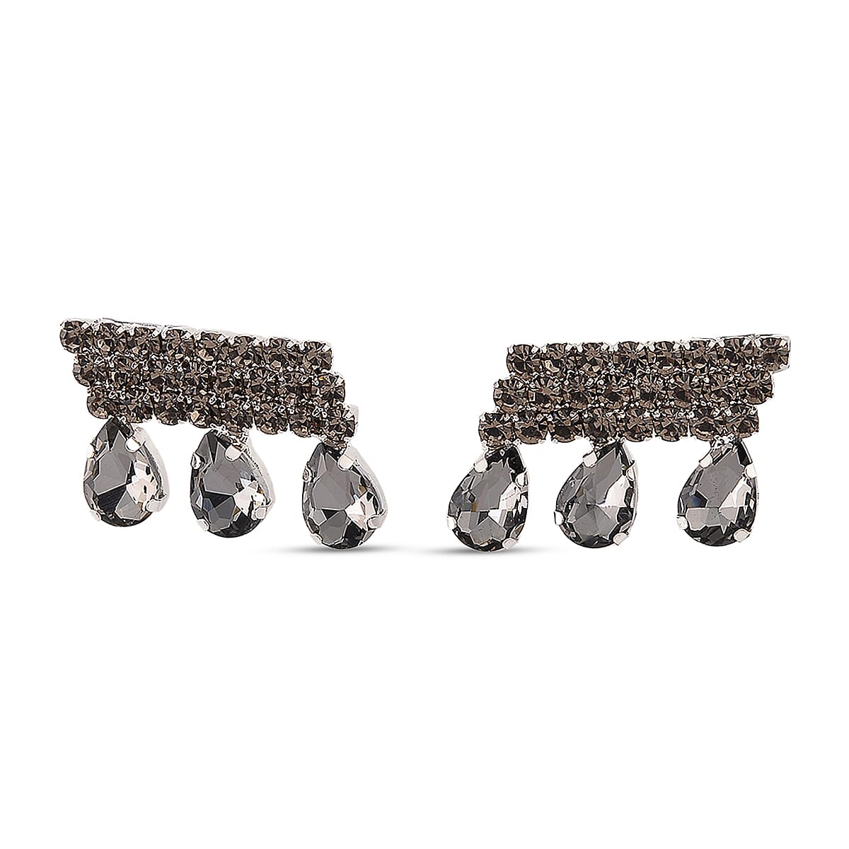 Grey Crystal Earring with Push Back