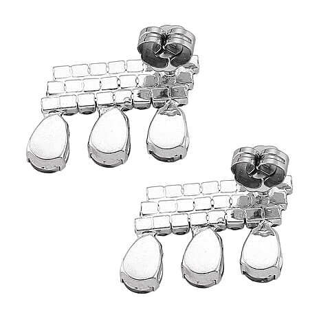 Grey Crystal Earring with Push Back