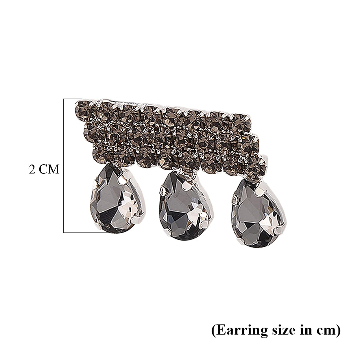 Grey Crystal Earring with Push Back