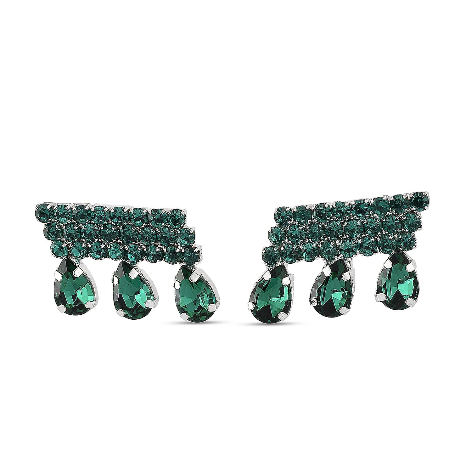 Green Crystal Earring with Push Back