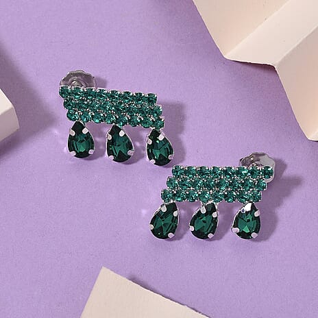 Green Crystal Earring with Push Back