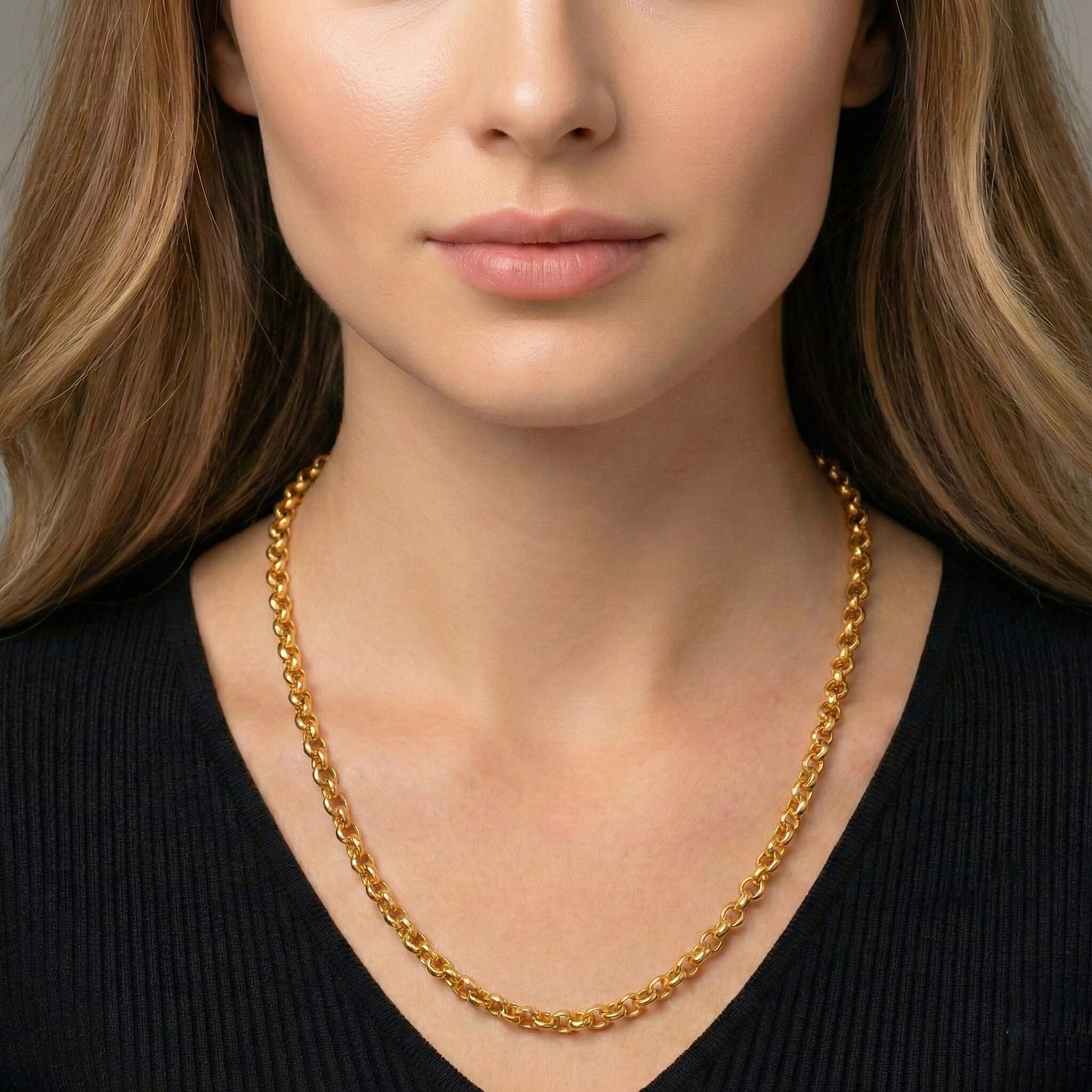 Live From Bangkok Deal - 23K Yellow Gold (95.8 % Purity) Belcher Necklace (Size-19 ) Gold Wt. 7.60 Gms