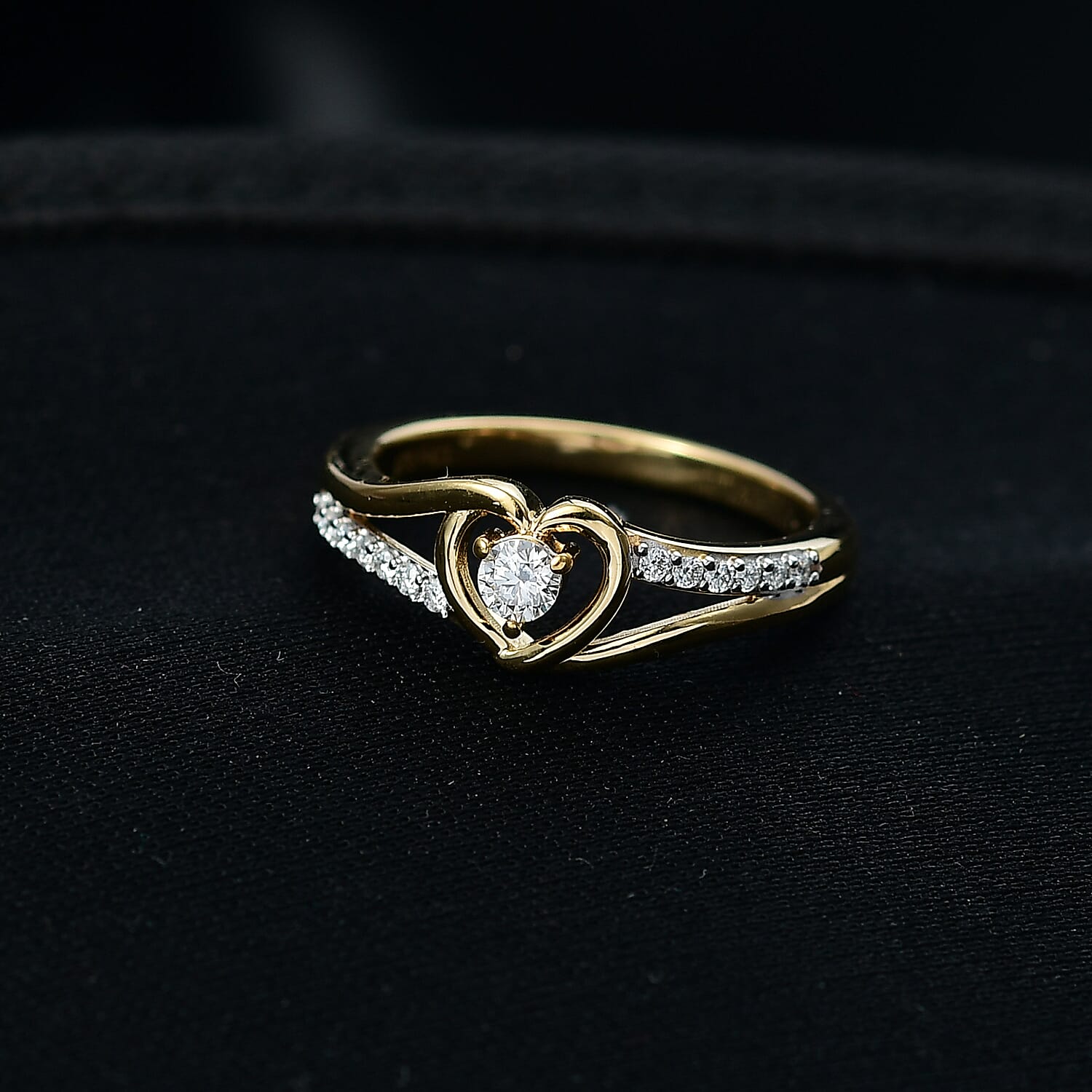 D'Joy Moissanite Ring in 18K Vermeil Yellow Gold Plated Sterling Silver