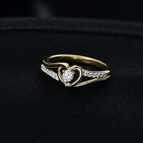 D'Joy Moissanite Ring in 18K Vermeil Yellow Gold Plated Sterling Silver