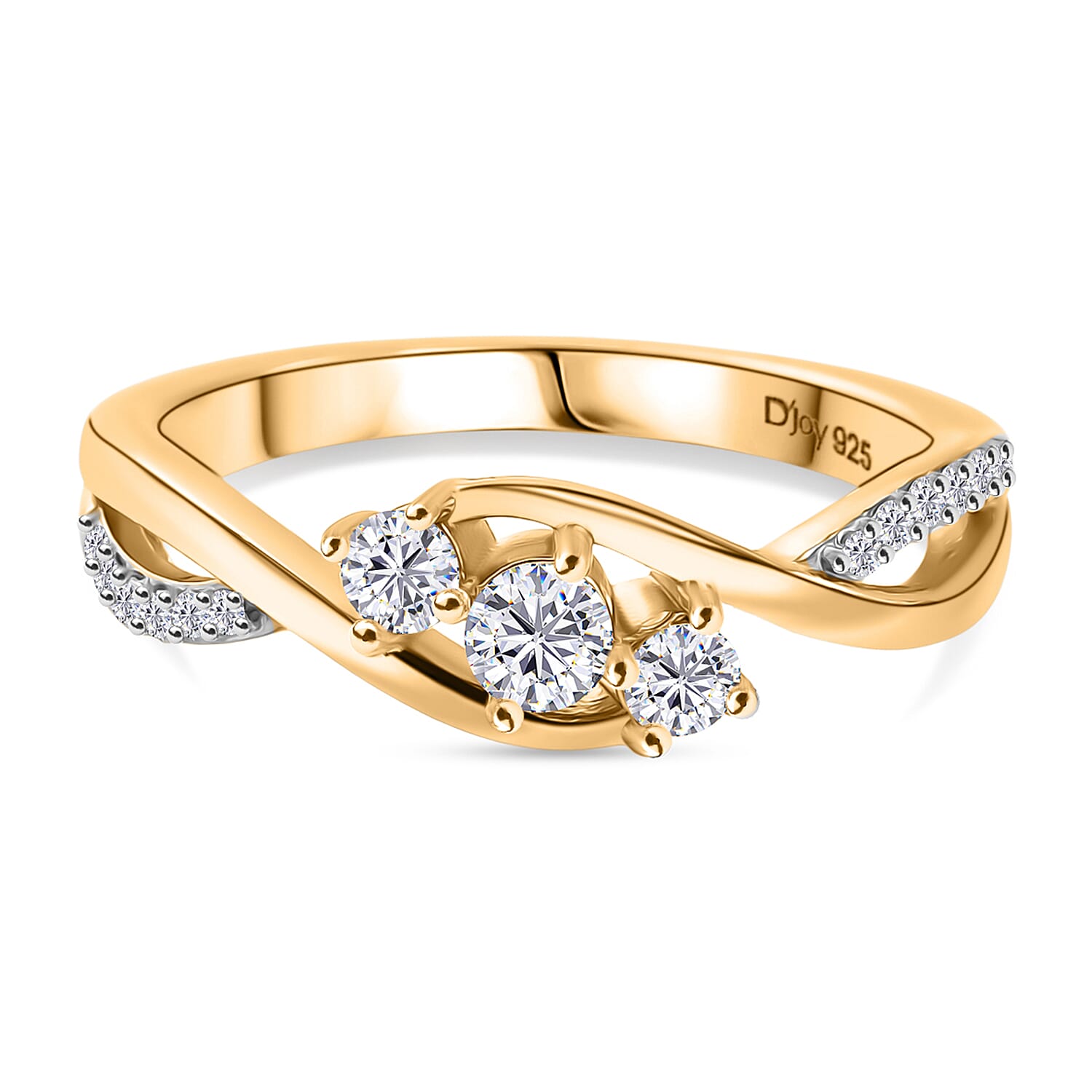 D'Joy Moissanite 3 Stone Ring in Sterling Silver