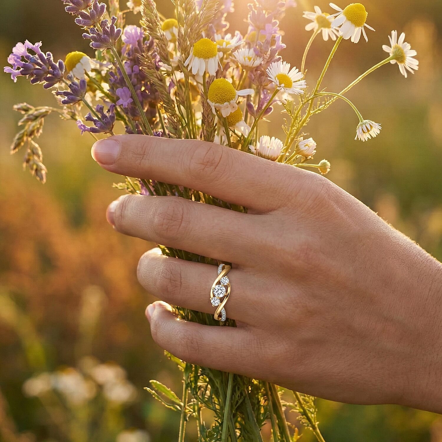 D'Joy Moissanite 3 Stone Ring in Sterling Silver