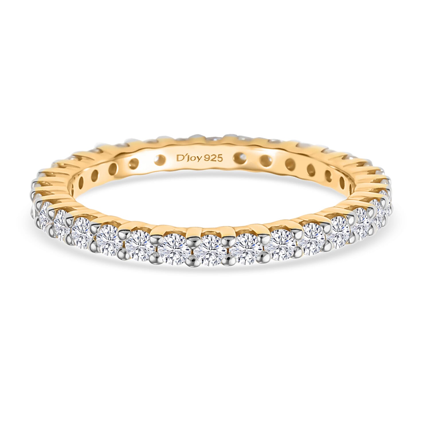 D'Joy Moissanite Band Ring in 18K Vermeil Yellow Gold Plated Sterling Silver 1.28 Ct.