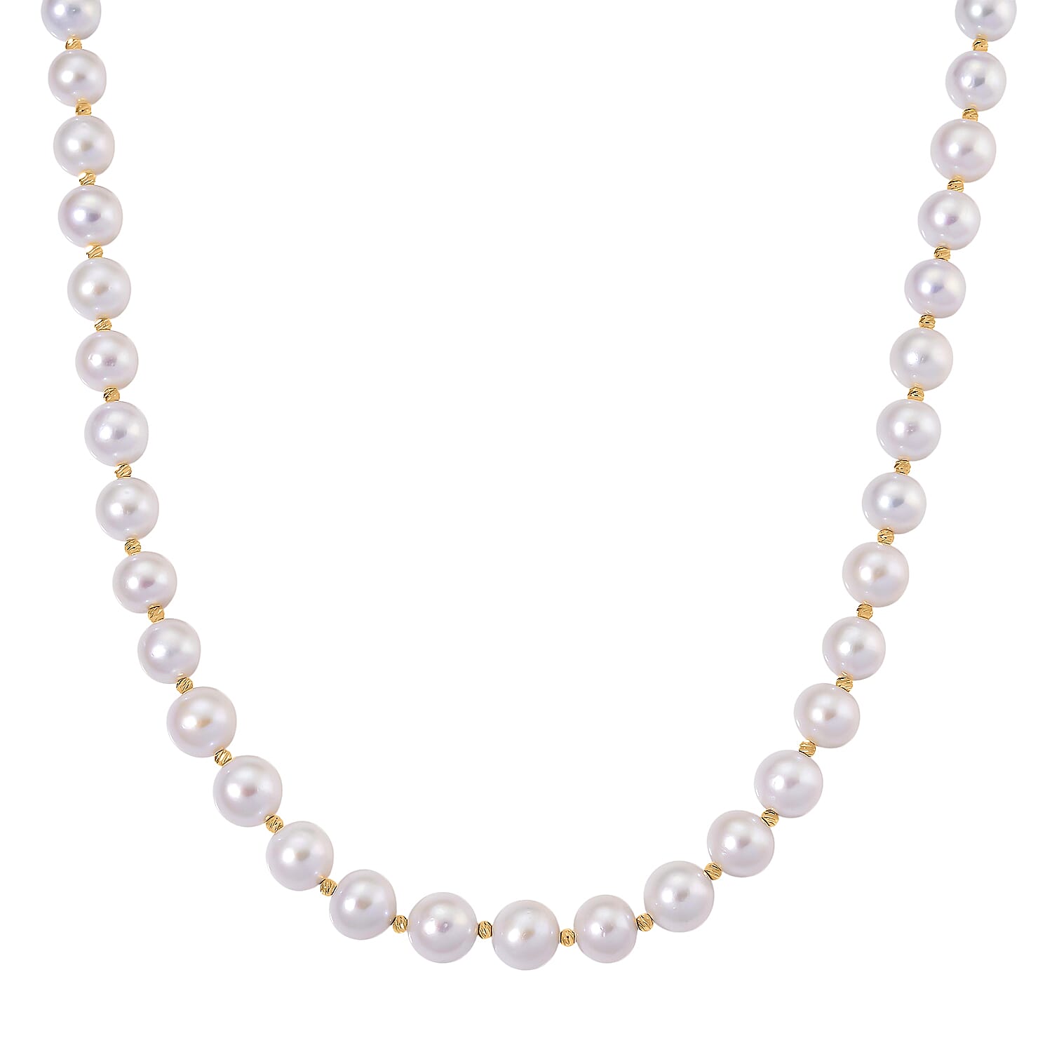 D'Joy AAA Top Lustre  Edison Pearl (12mm) Beads Necklace (Size 20) with Magnetic Clasp in Gold Overlay Sterling Silver
