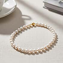 D'Joy AAA Top Lustre  Edison Pearl (12mm) Beads Necklace (Size 20) with Magnetic Clasp in Gold Overlay Sterling Silver