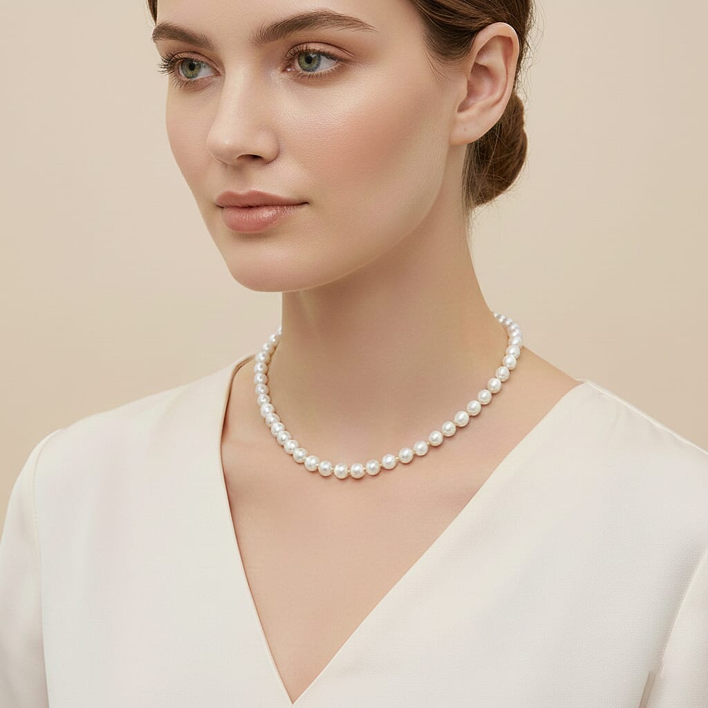 D'Joy AAA Top Lustre  Edison Pearl (12mm) Beads Necklace (Size 20) with Magnetic Clasp in Gold Overlay Sterling Silver
