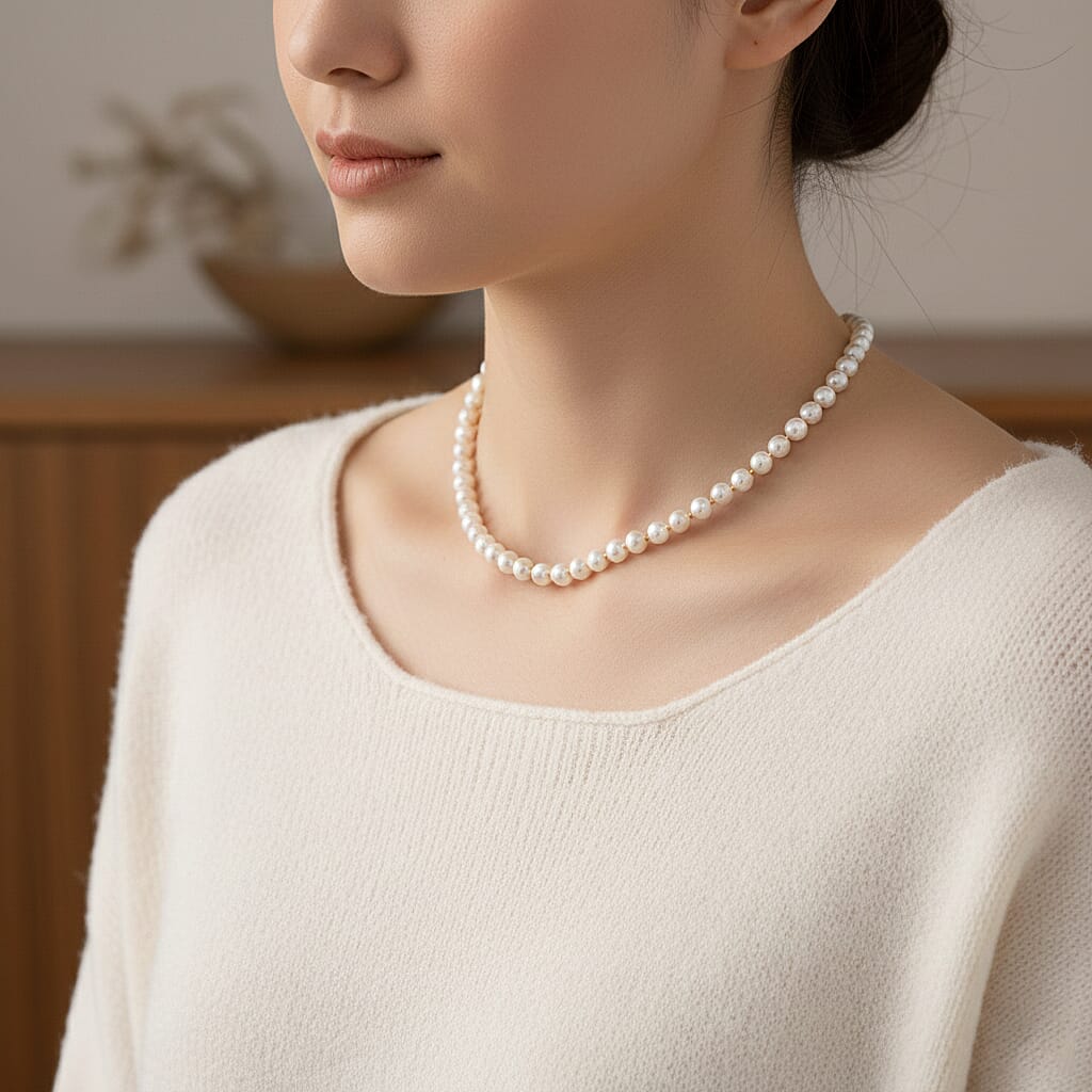 D'Joy AAA Top Lustre  Edison Pearl (12mm) Beads Necklace (Size 20) with Magnetic Clasp in Gold Overlay Sterling Silver