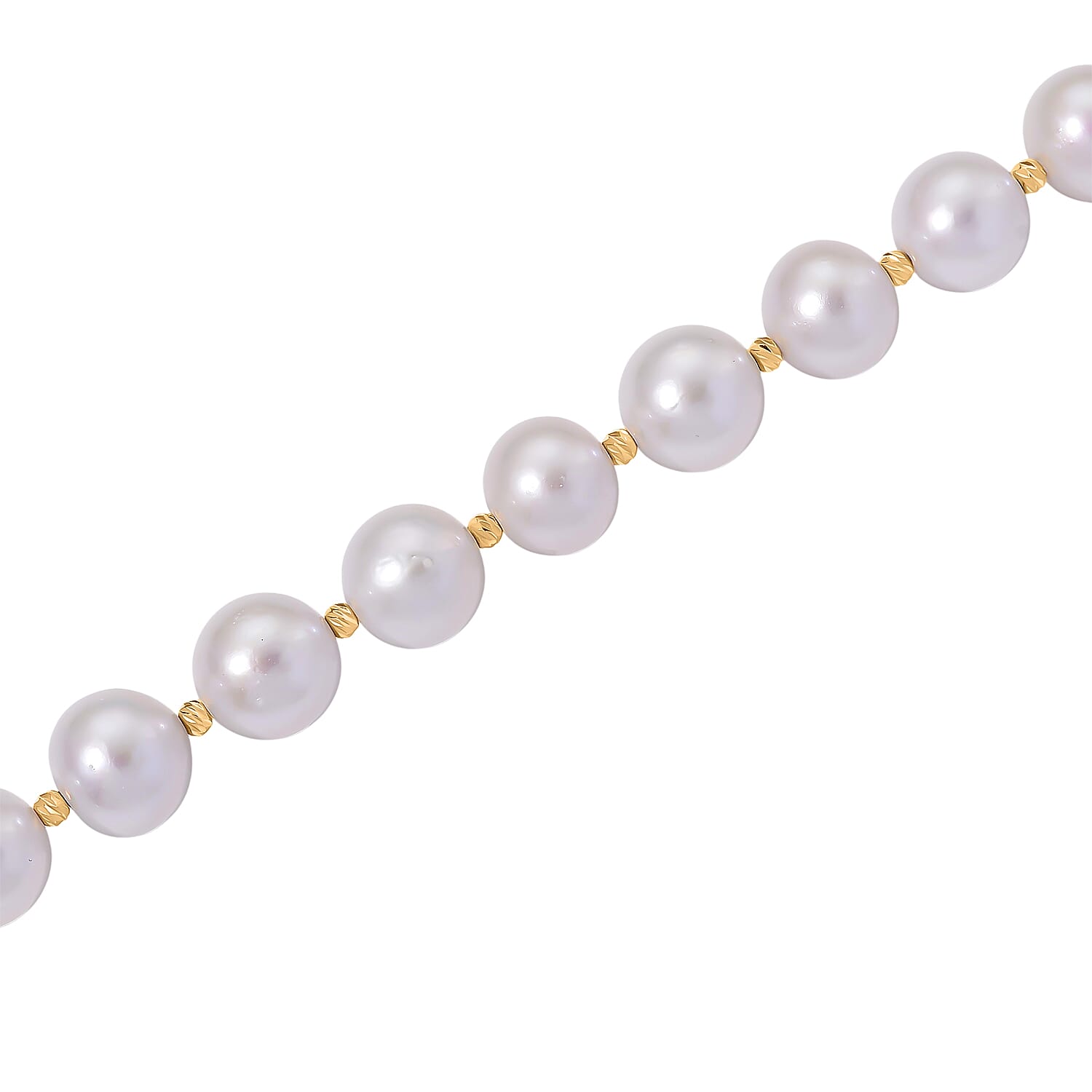 D'Joy AAA Top Lustre  Edison Pearl (12mm) Beads Necklace (Size 20) with Magnetic Clasp in Gold Overlay Sterling Silver