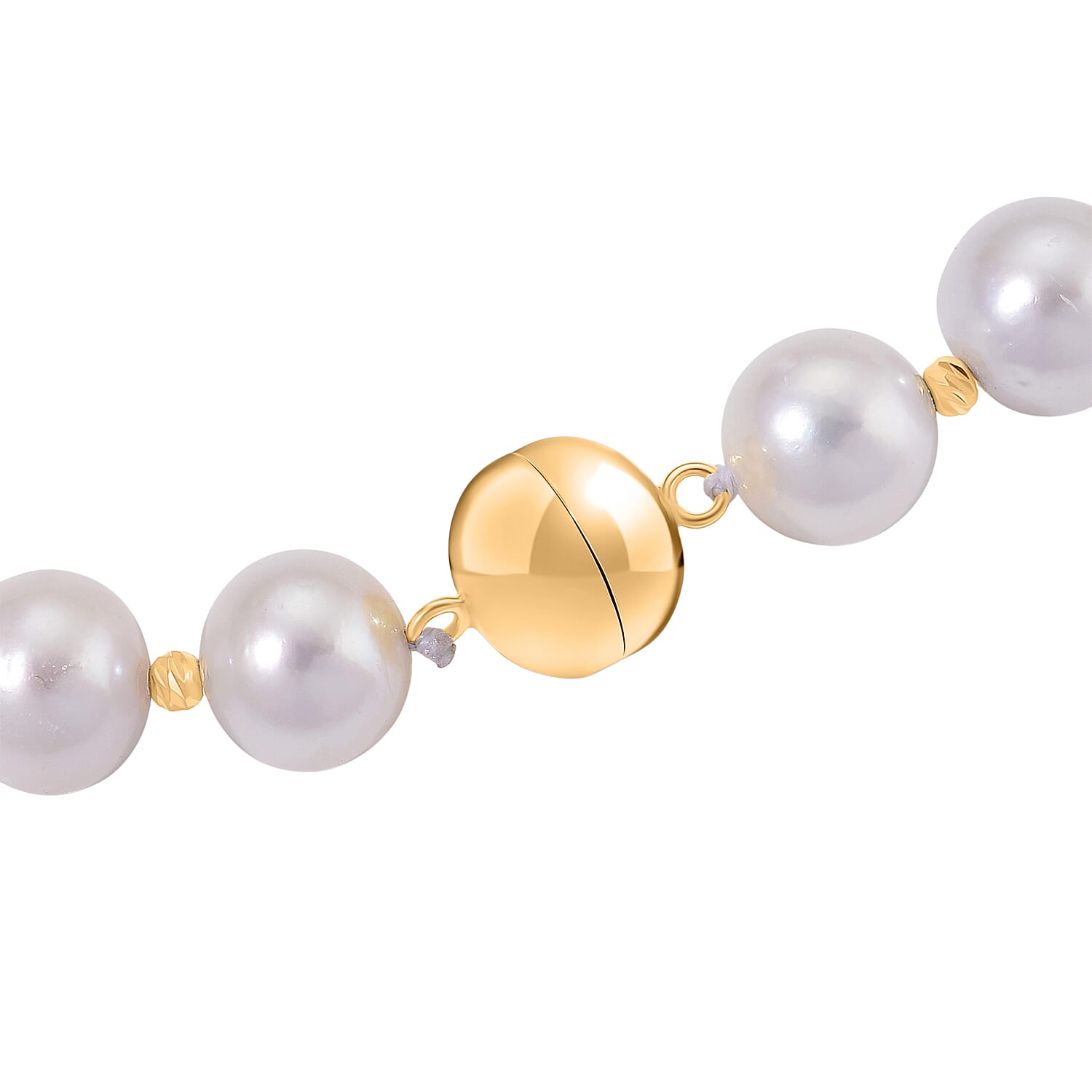 D'Joy AAA Top Lustre  Edison Pearl (12mm) Beads Necklace (Size 20) with Magnetic Clasp in Gold Overlay Sterling Silver