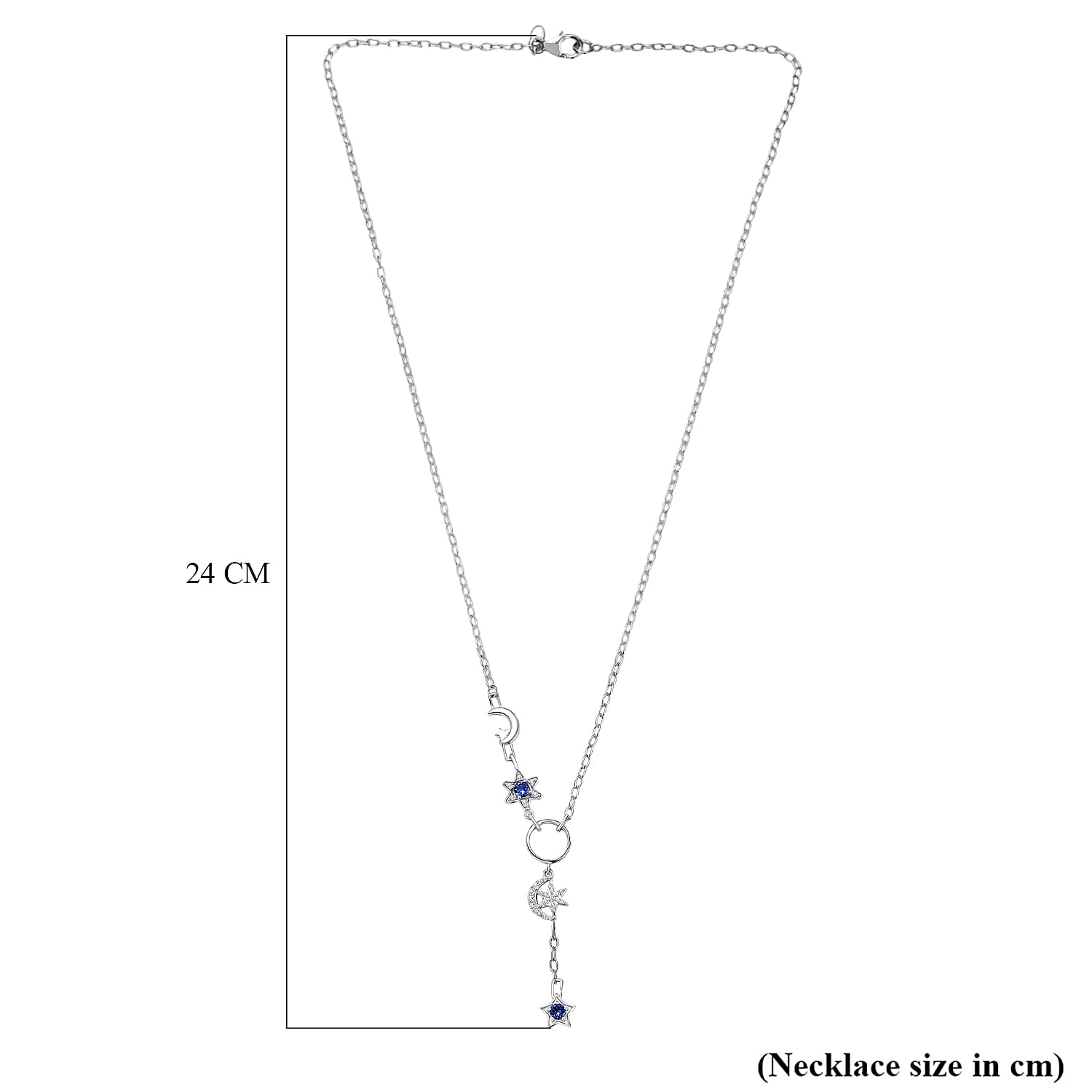 GP - Celestial Dream Collection Tanzanite, Blue Sapphire & White Zircon Cluster Necklace (Size 20) in Rhodium Overlay Sterling Silver