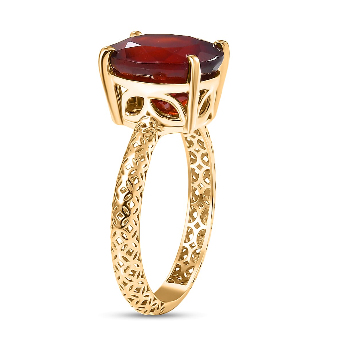 Luxoro 9K Yellow Gold AA Ceylon Hessonite Garnet Ring 4.45 Ct.