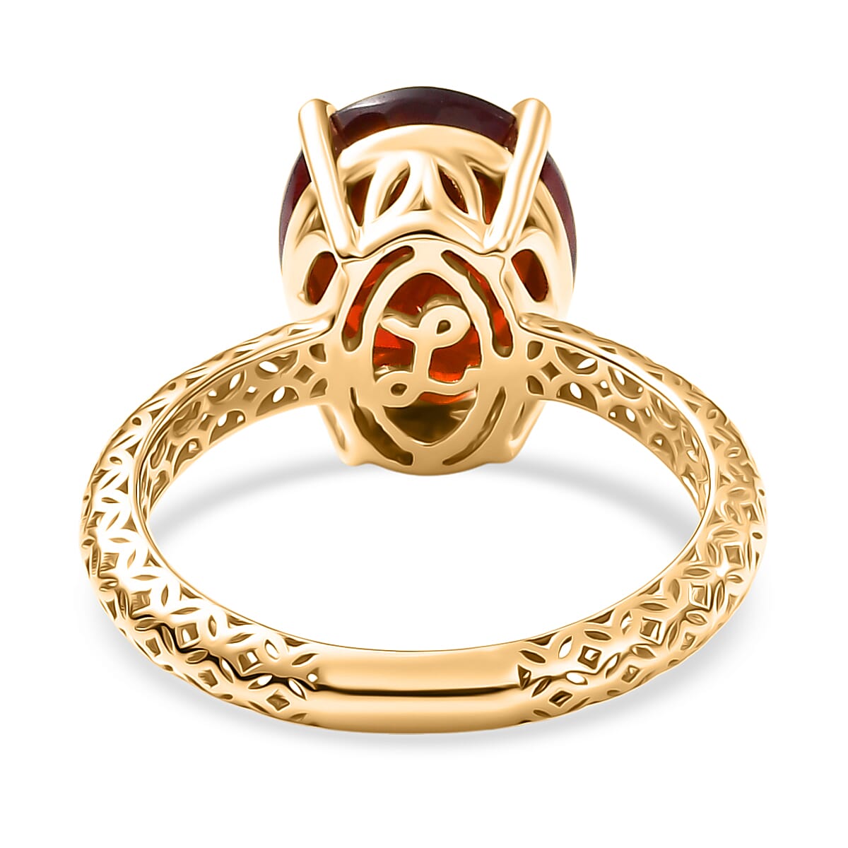 Luxoro 9K Yellow Gold AA Ceylon Hessonite Garnet Ring 4.45 Ct.