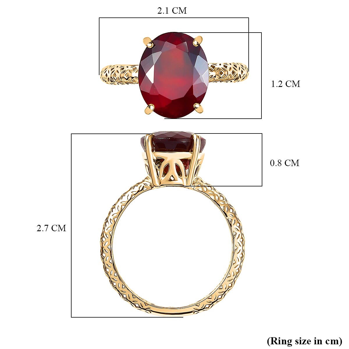 Luxoro 9K Yellow Gold AA Ceylon Hessonite Garnet Ring 4.45 Ct.