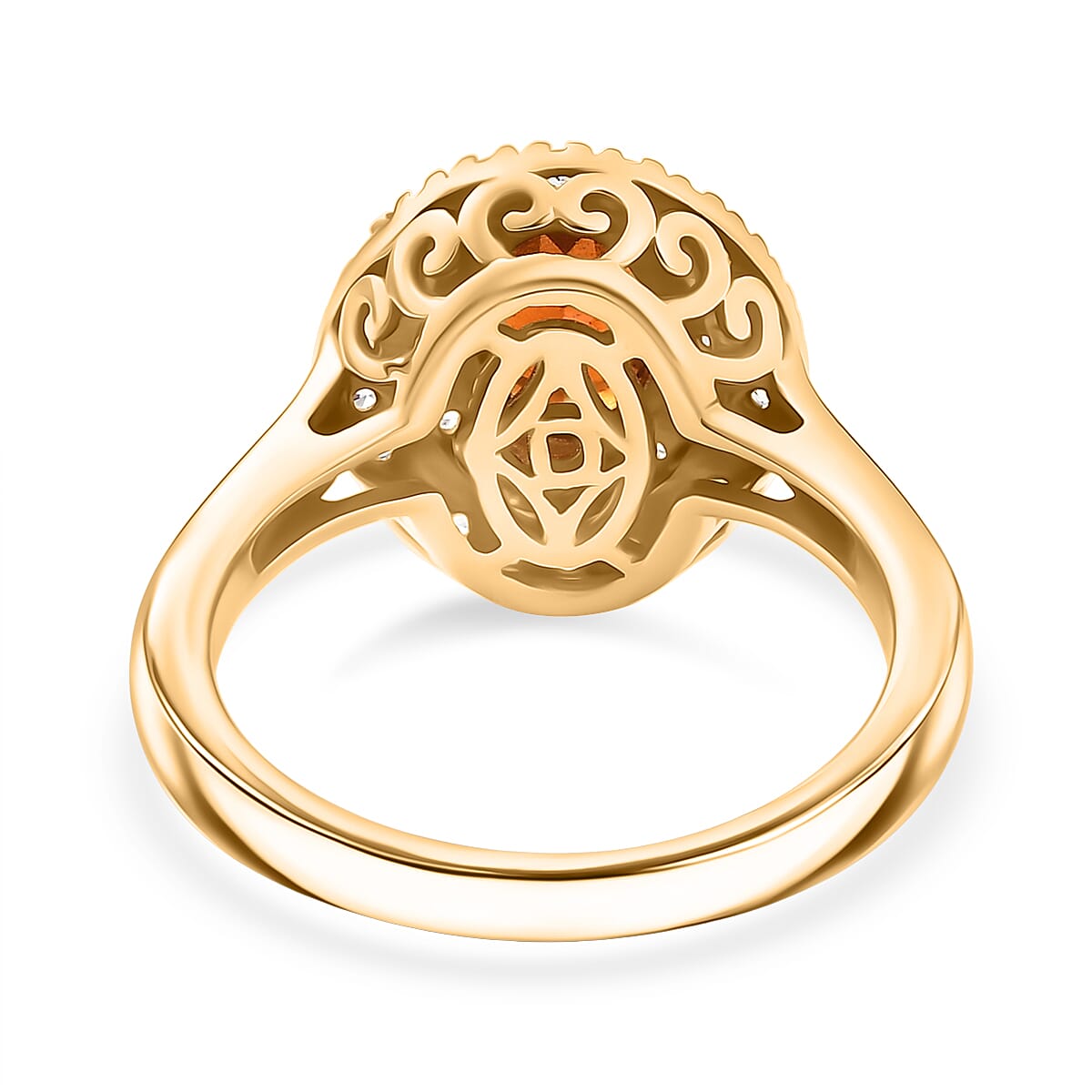 D'Joy Hessonite Garnet, White Zircon Main Stone With Side Stone Ring in 18K YG PlatingSterling Silver  2.087  Ct.