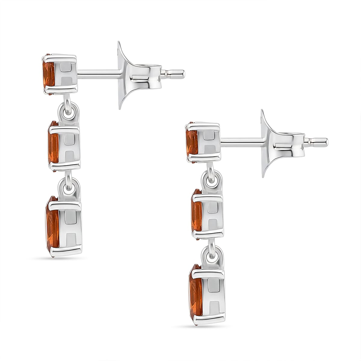 D'Joy Hessonite Garnet Dangling Earring in Platinum OverlaySterling Silver  2.120  Ct.