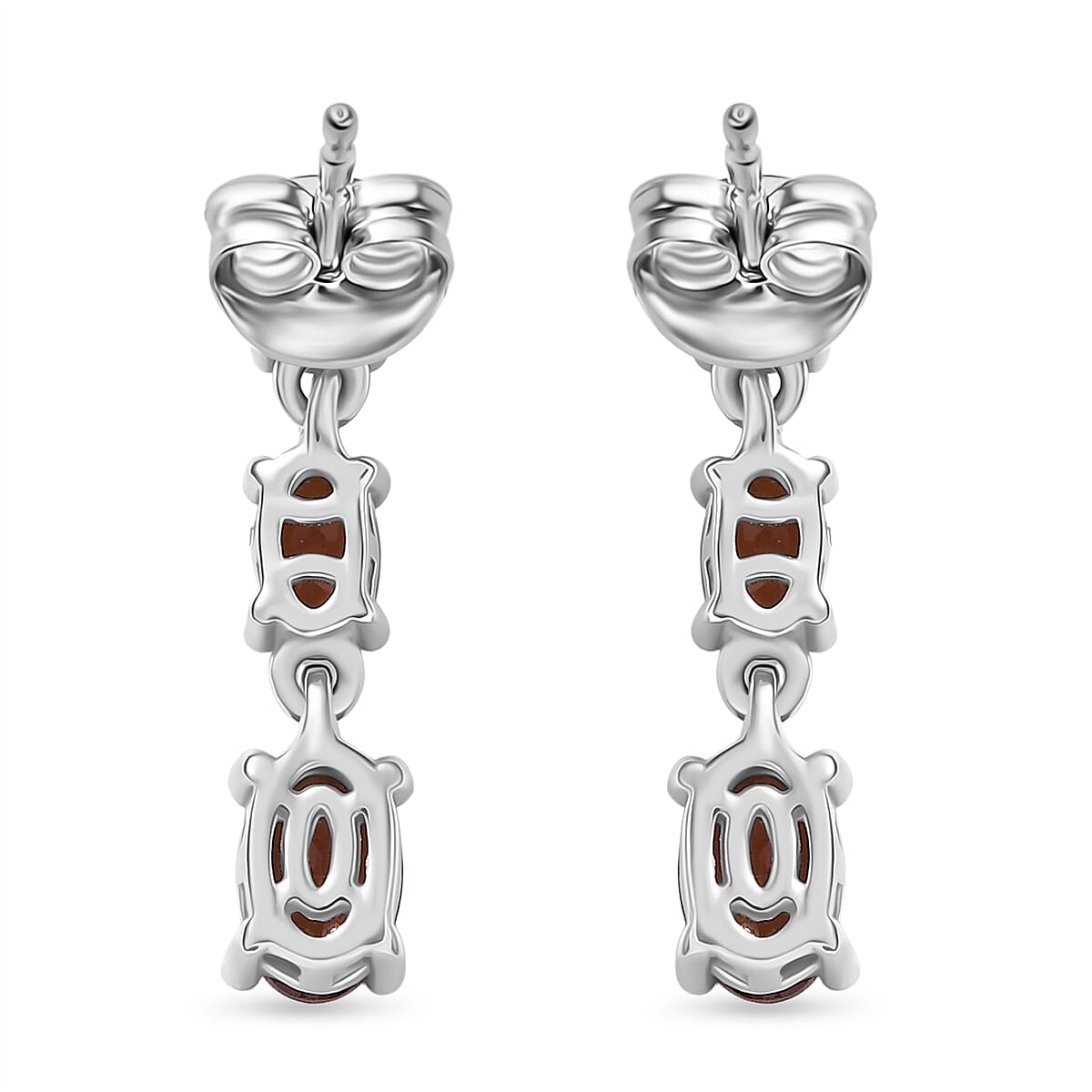 D'Joy Hessonite Garnet Dangling Earring in Platinum OverlaySterling Silver  2.120  Ct.