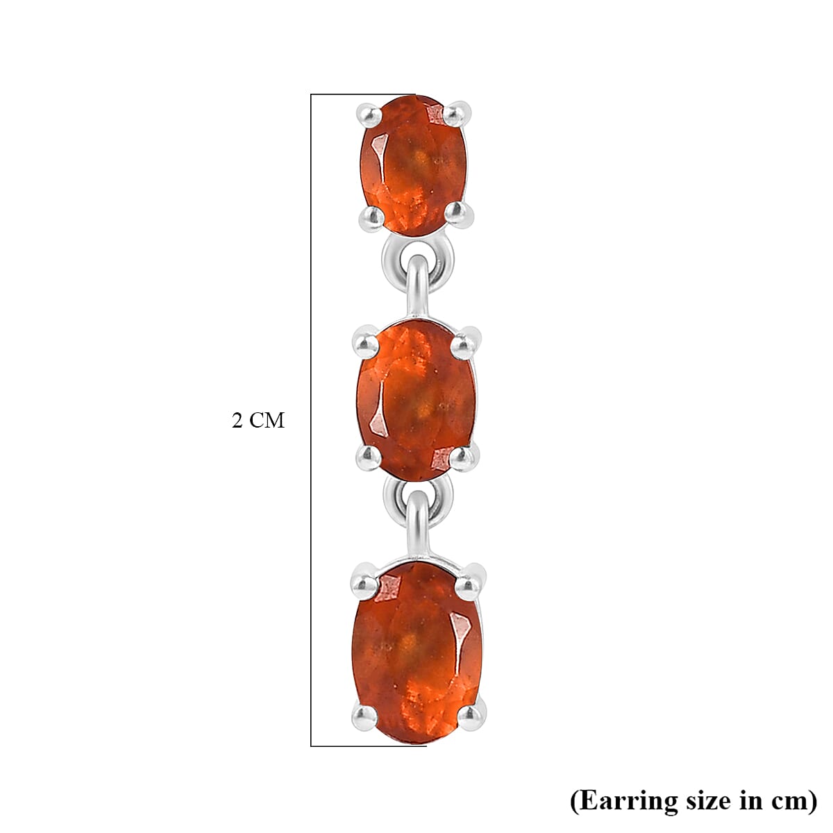 D'Joy Hessonite Garnet Dangling Earring in Platinum OverlaySterling Silver  2.120  Ct.