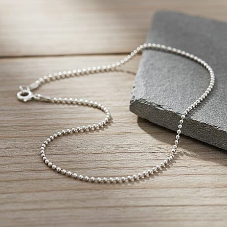 Sterling Silver Bead Necklace (Size - 30)