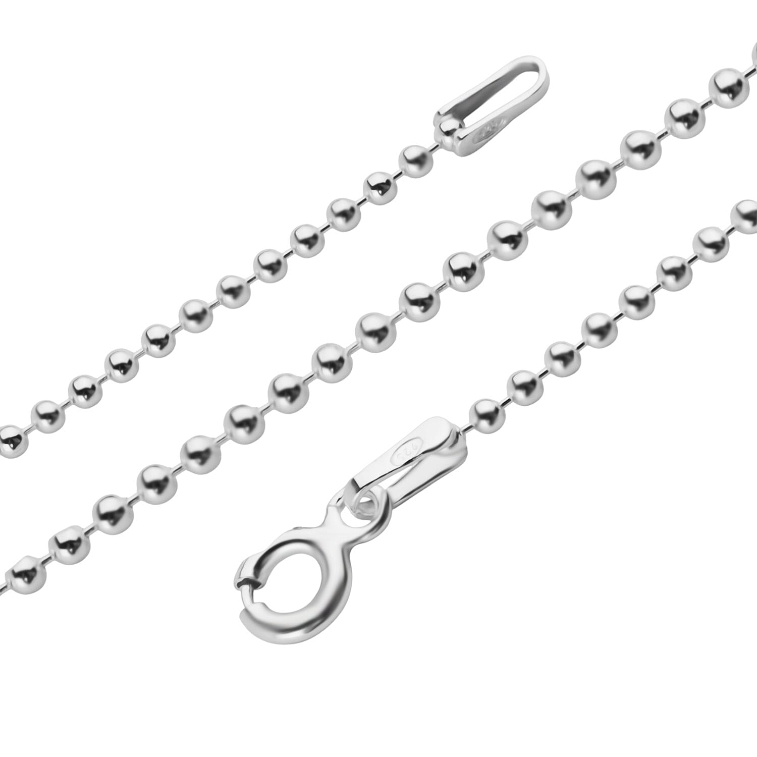 Sterling Silver Bead Necklace (Size - 30)